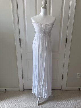 Guess Strapless White Maxi Dress